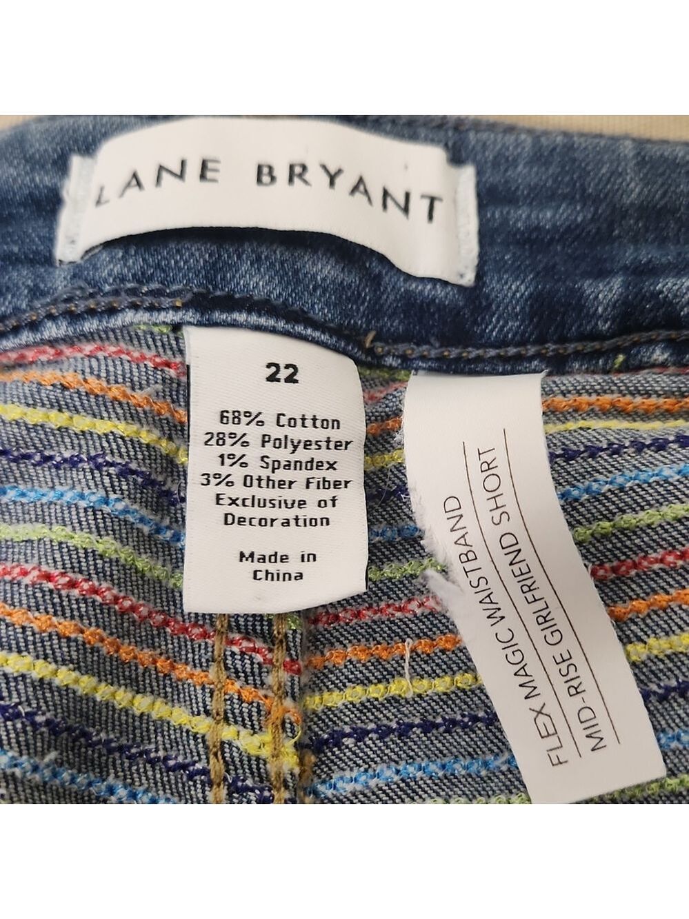 Lane Bryant Jean Shorts With Rainbow Accents Size 22 - Picture 2 of 4